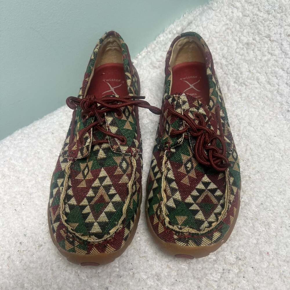 Twisted X Women's WDM0113 Geometric Textile Driving Mocs Sz 8.5M Aztec Southwest